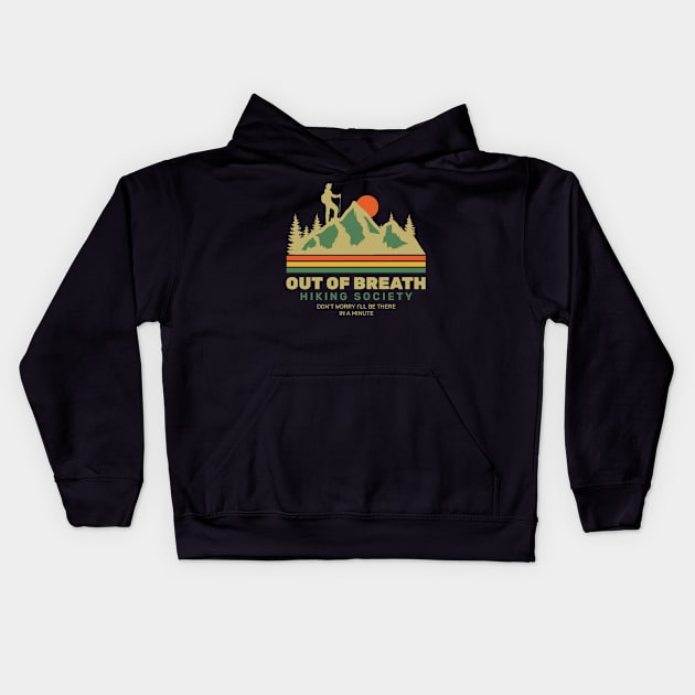 Out of breath hiking society - Retro Kids Hoodie by NyskaTiden